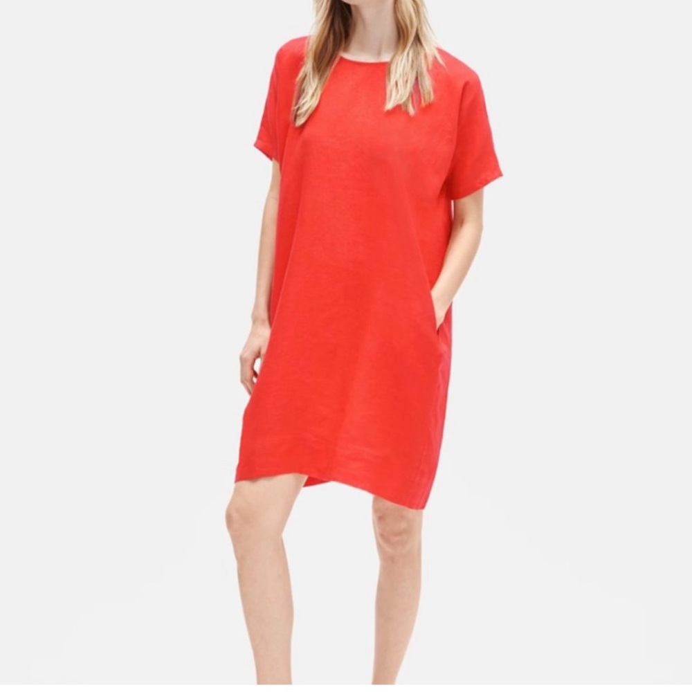 Eileen Fisher 100% Organic Linen Shift Dress M